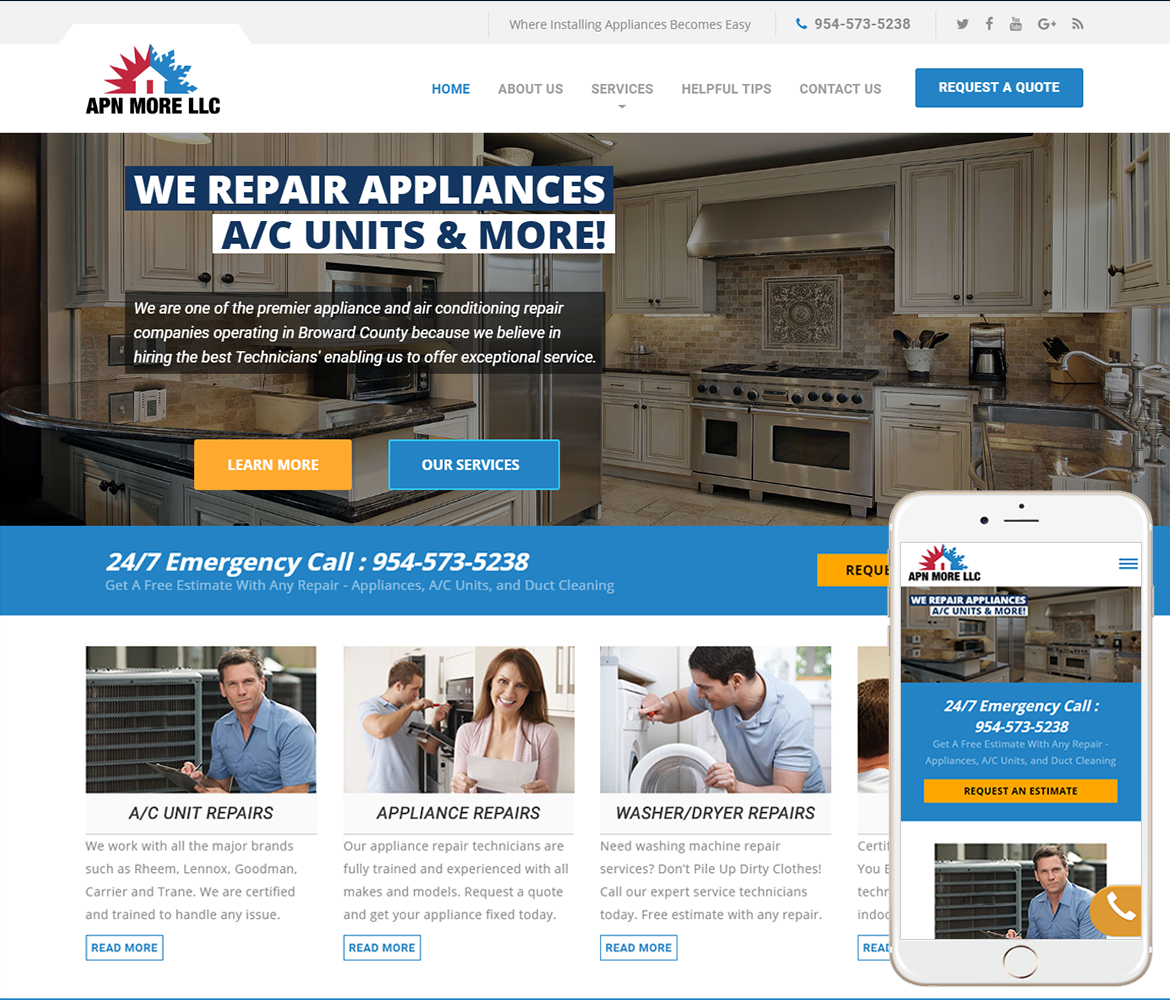 Appliance Repair Website Design Appliance Web Design