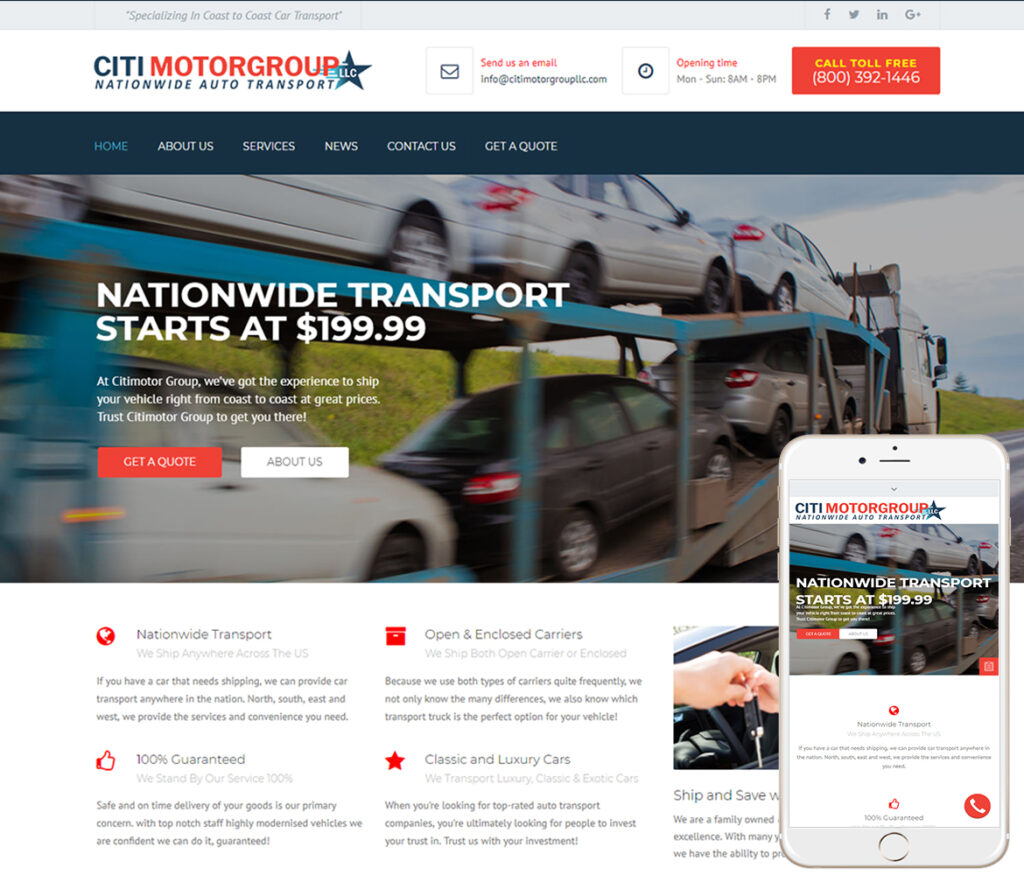 Auto Transport Website Design
