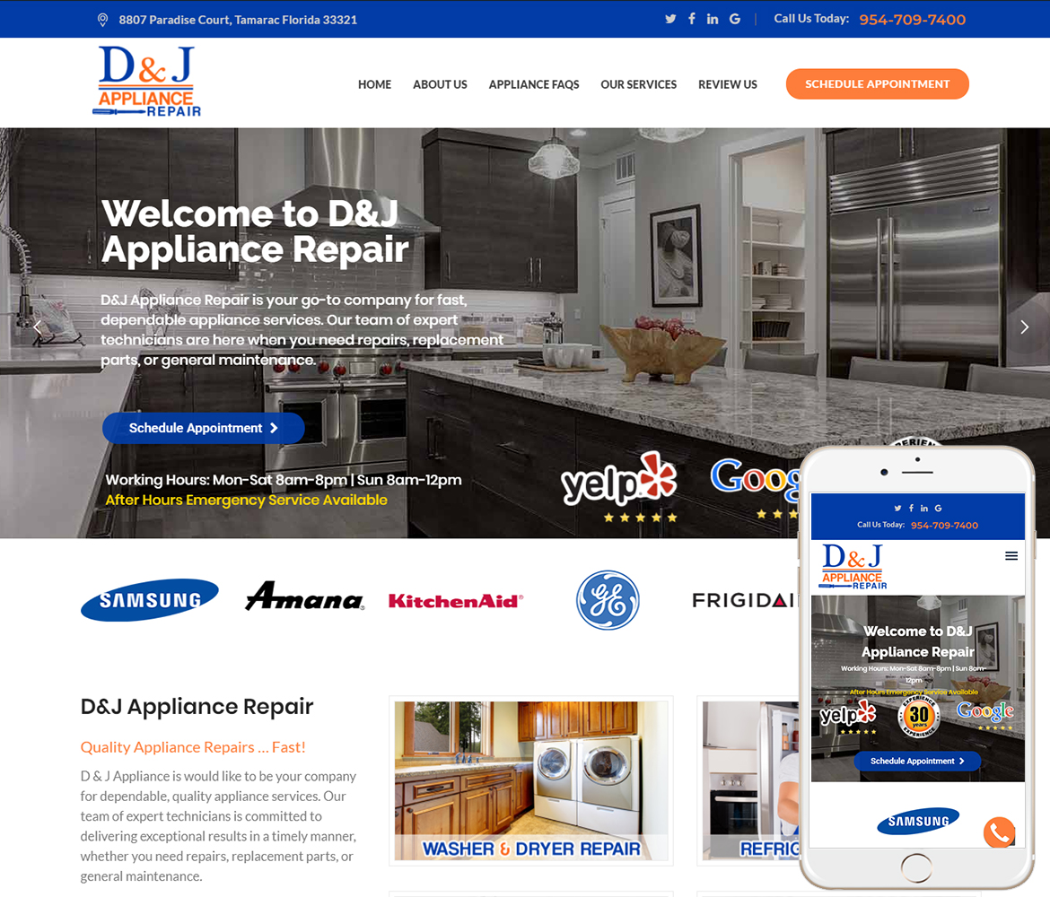 Appliance Repair Website Design Appliance Web Design
