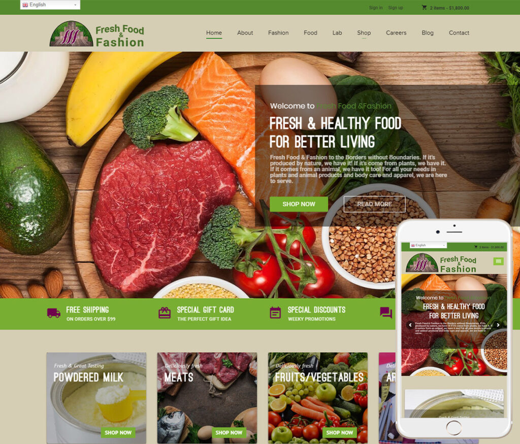 Food Products Website Design
