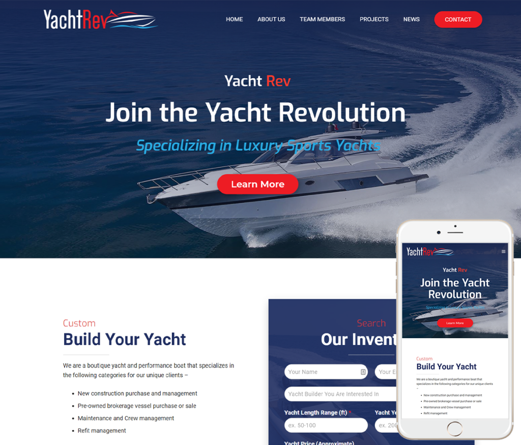 Yacht Builder Website Design