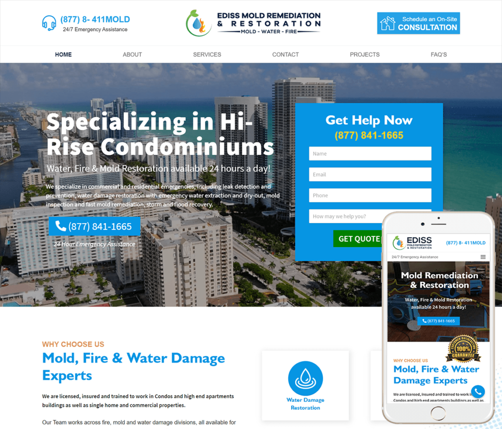 Water Damage Restoration Website Design