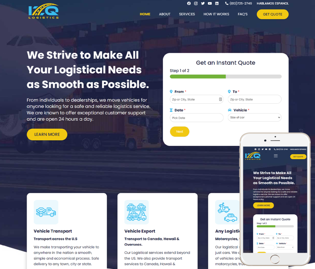 Vehicle Transportation Website Design