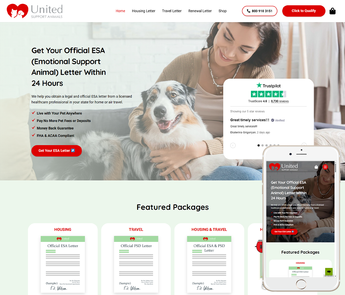 Support Animal Website Design